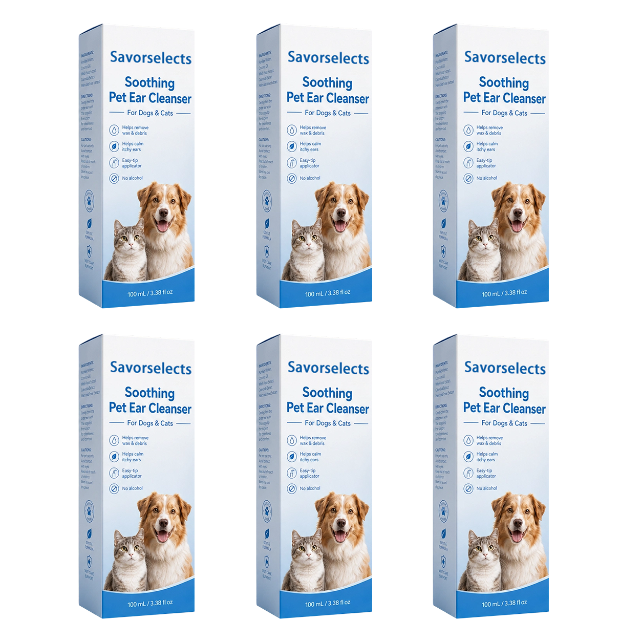 Savorselects™ Soothing Pet Ear Cleaner for Dogs & Cats – Gentle Wax, Dirt & Odor Removal