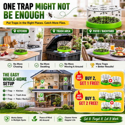 ♻️ Reusable fly trap—no electricity, no poison! 🏠 Safe to use in the kitchen and around children and pets.