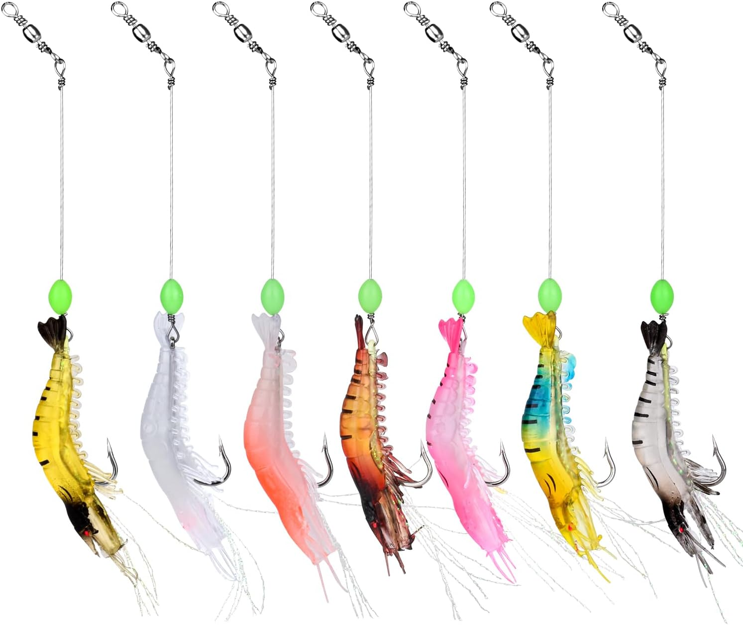 Luminous Shrimp Lure Kit with Hook, Realistic Soft Fishing Bait for Saltwater & Freshwater, 9cm 6g Simulation Shrimp Lures for Bass, Trout, Redfish, Snook