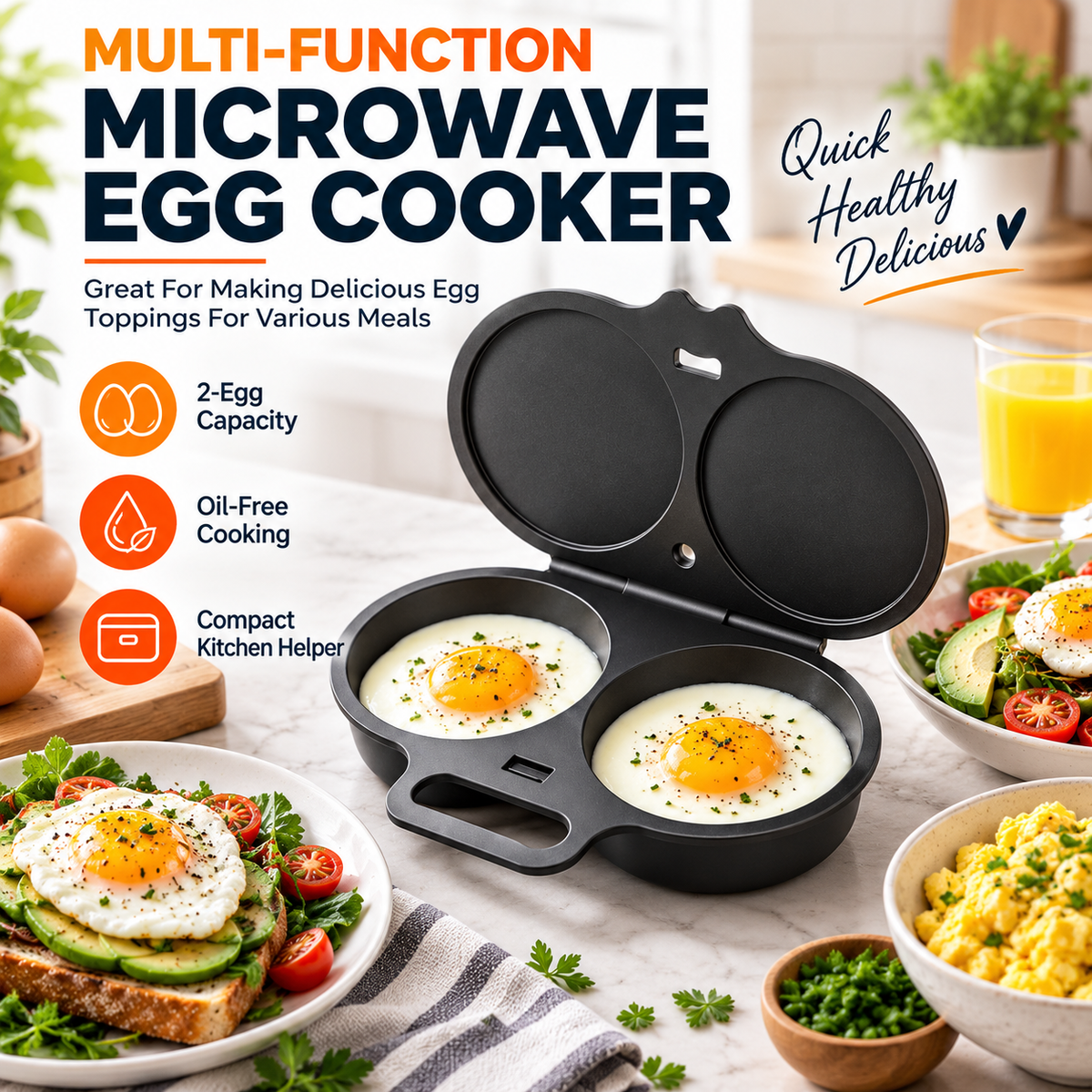 🎁 BUY 1 GET 1 FREE! Microwave Egg Poacher – 2 Eggs in Minutes, No Pan & Easy Cleanup 🍳⚡