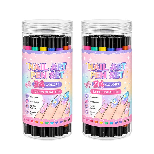 🎉 2026 Sale — Over 25,000 Sold!💅 24‑Colors Dual‑Ended Nail Art Pens‑DIY Manicure Drawing Set 🎨