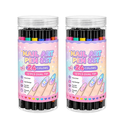 🎉 2026 Sale — Over 25,000 Sold!💅 24‑Colors Dual‑Ended Nail Art Pens‑DIY Manicure Drawing Set 🎨