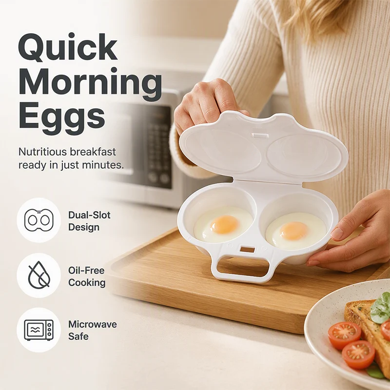 🎁 BUY 1 GET 1 FREE! Microwave Egg Poacher – 2 Eggs in Minutes, No Pan & Easy Cleanup 🍳⚡