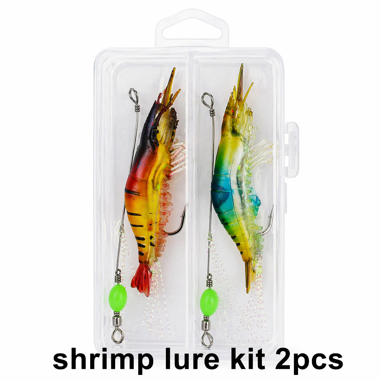 Luminous Shrimp Lure Kit with Hook, Realistic Soft Fishing Bait for Saltwater & Freshwater, 9cm 6g Simulation Shrimp Lures for Bass, Trout, Redfish, Snook