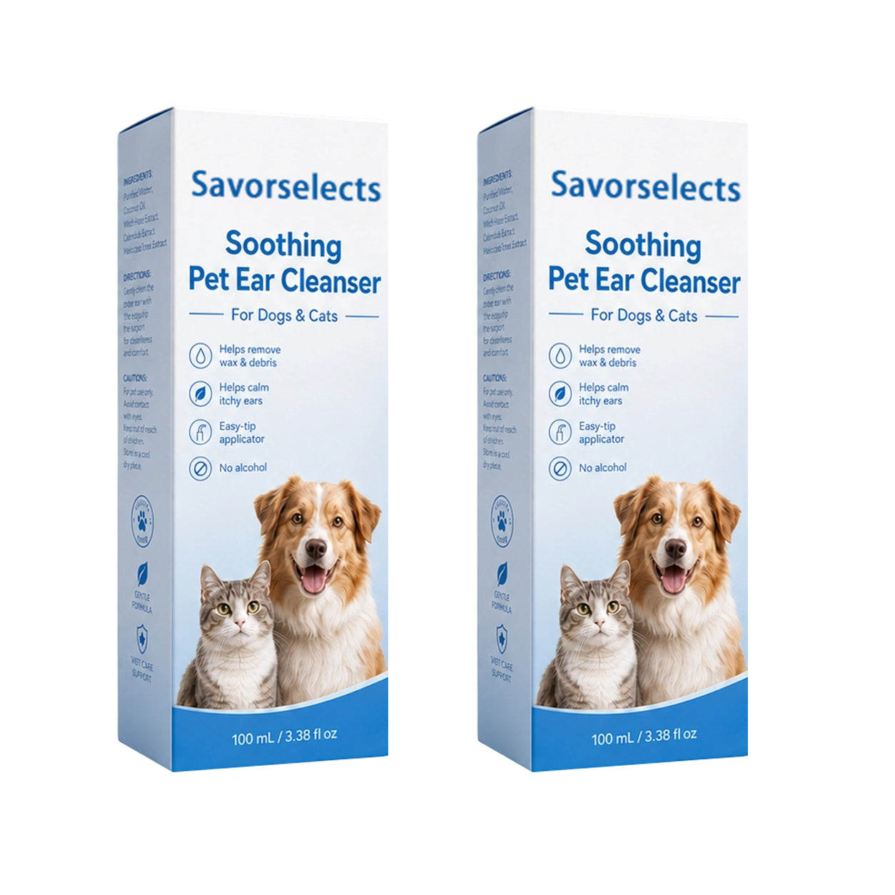 Savorselects™ Soothing Pet Ear Cleaner for Dogs & Cats – Gentle Wax, Dirt & Odor Removal
