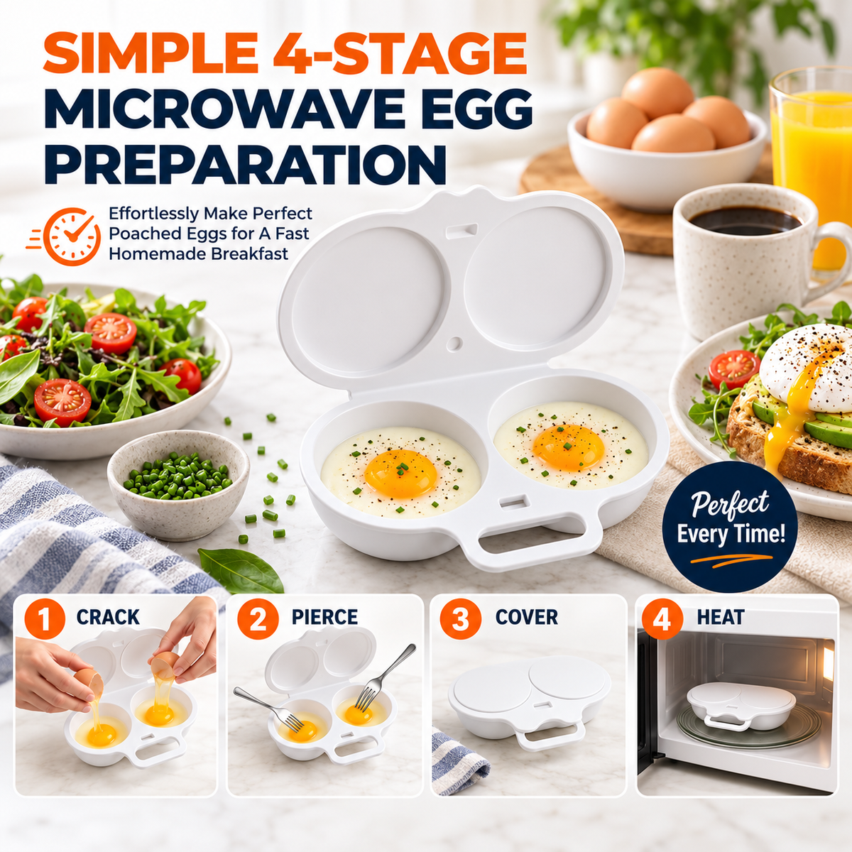 🎁 BUY 1 GET 1 FREE! Microwave Egg Poacher – 2 Eggs in Minutes, No Pan & Easy Cleanup 🍳⚡