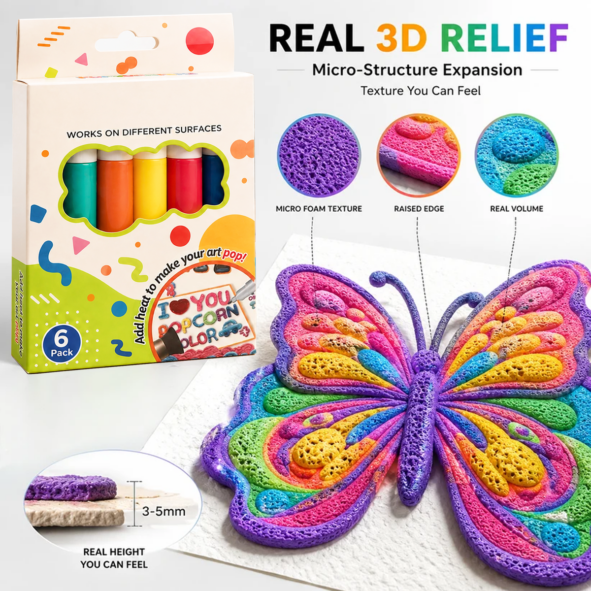 🔥Save 50% by ordering today丨3D Relief Art Pen – Turn Flat Drawings Into Touchable 3D Art🪄
