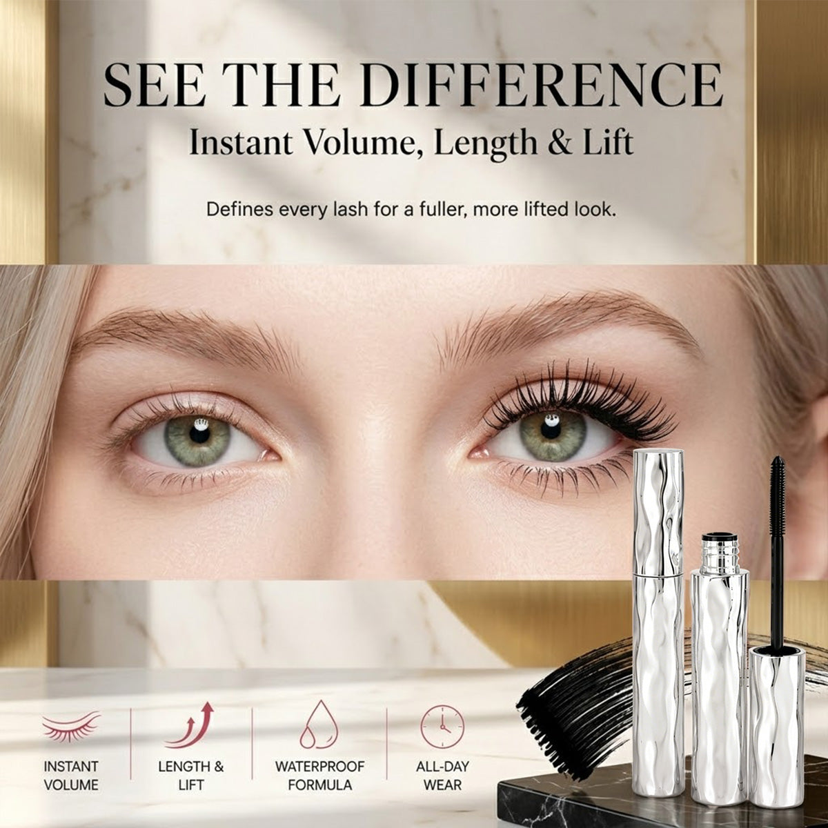 Buy 1 Get 1 FREE 💖 Waterproof Mascara for Longer-Looking, Curled Lashes