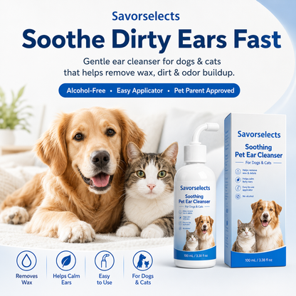 Savorselects™ Soothing Pet Ear Cleaner for Dogs & Cats – Gentle Wax, Dirt & Odor Removal