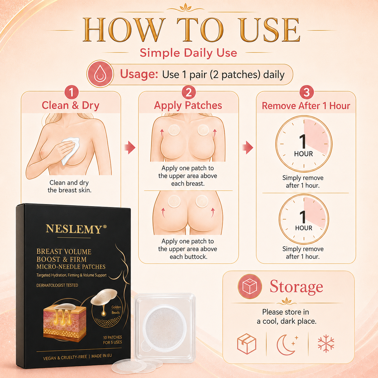 ✨ New Beauty Secret: NESLEMY® Bust & Body Micro-Tip Firming Patches 💕