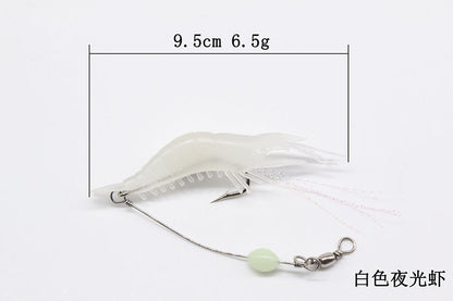 Luminous Shrimp Lure Kit with Hook, Realistic Soft Fishing Bait for Saltwater & Freshwater, 9cm 6g Simulation Shrimp Lures for Bass, Trout, Redfish, Snook