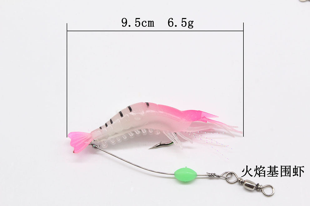 Luminous Shrimp Lure Kit with Hook, Realistic Soft Fishing Bait for Saltwater & Freshwater, 9cm 6g Simulation Shrimp Lures for Bass, Trout, Redfish, Snook