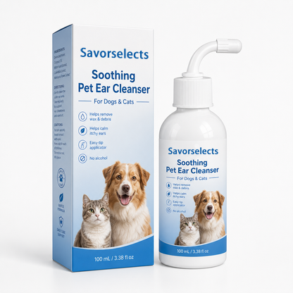 Savorselects™ Soothing Pet Ear Cleaner for Dogs & Cats – Gentle Wax, Dirt & Odor Removal