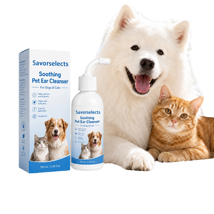 Savorselects™ Soothing Pet Ear Cleaner for Dogs & Cats – Gentle Wax, Dirt & Odor Removal