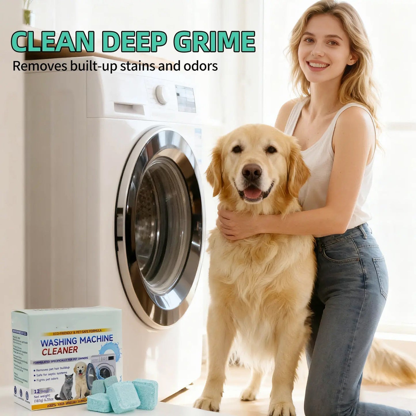 REMOVE PET HAIR & ODORS FROM YOUR WASHER