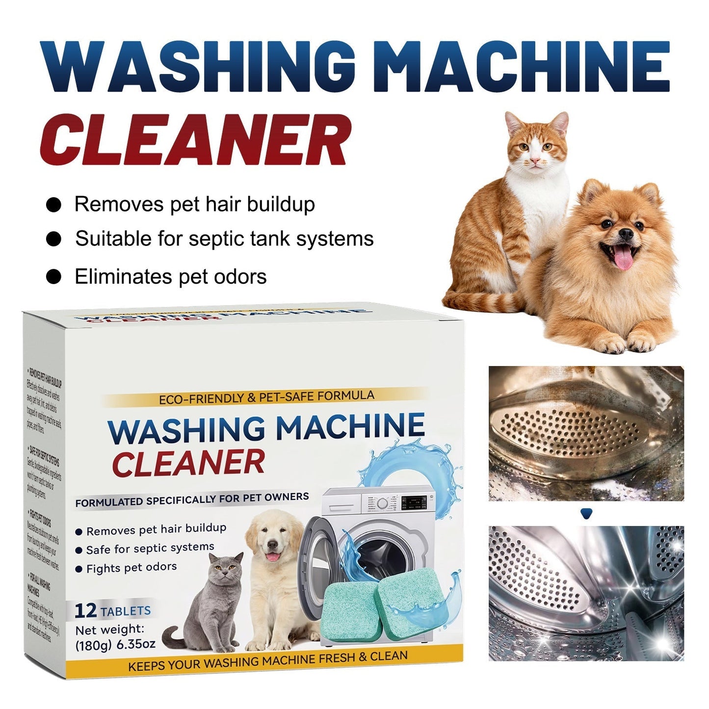 REMOVE PET HAIR & ODORS FROM YOUR WASHER