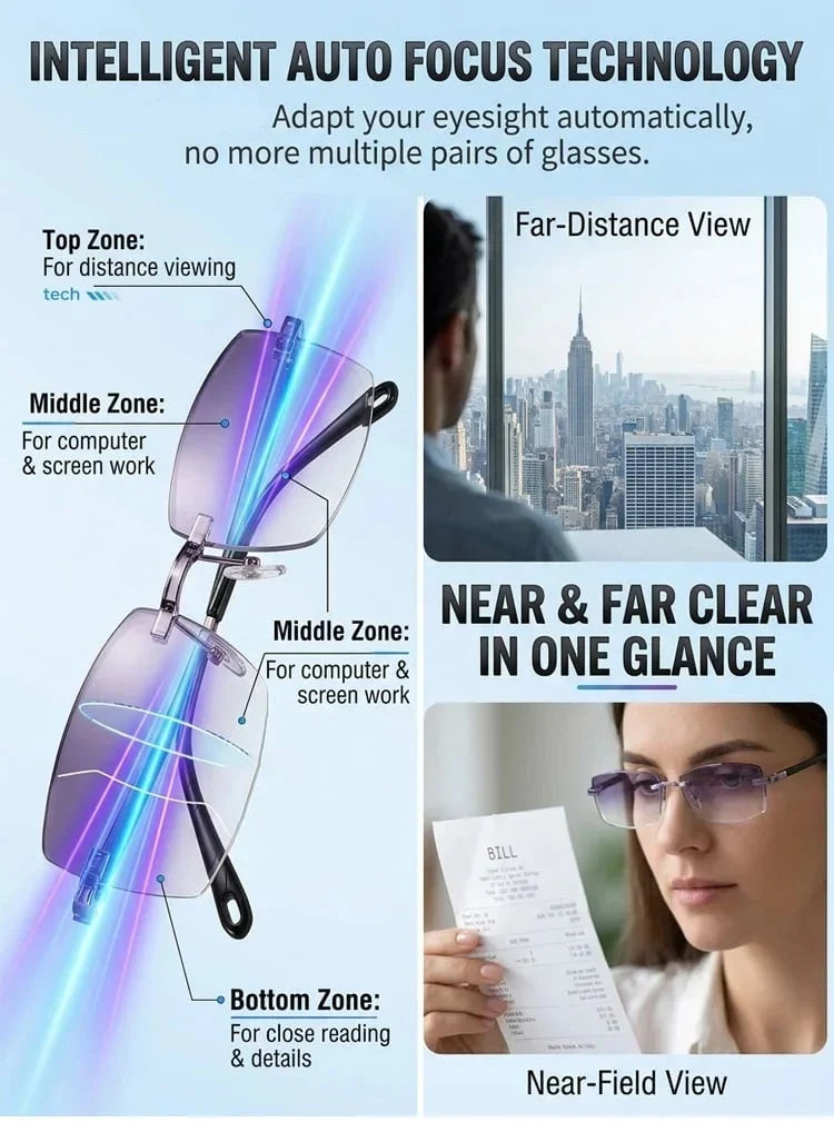 👑[Regain Your Youthful Vision] Smart Zoom Diamond-Cut Reading Glasses