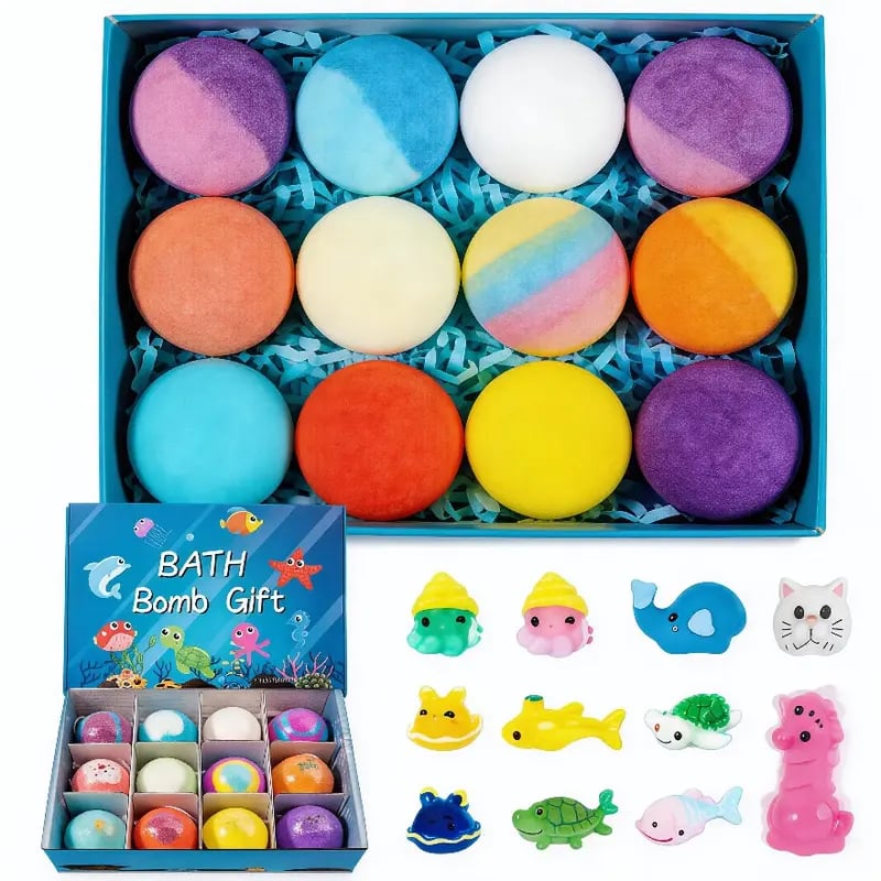 HOT SALE🔥🛁 Natural Bath Bombs for Kids with Mega Bubbles & Surprise Inside 🥚✨12 pcs[1 Box]