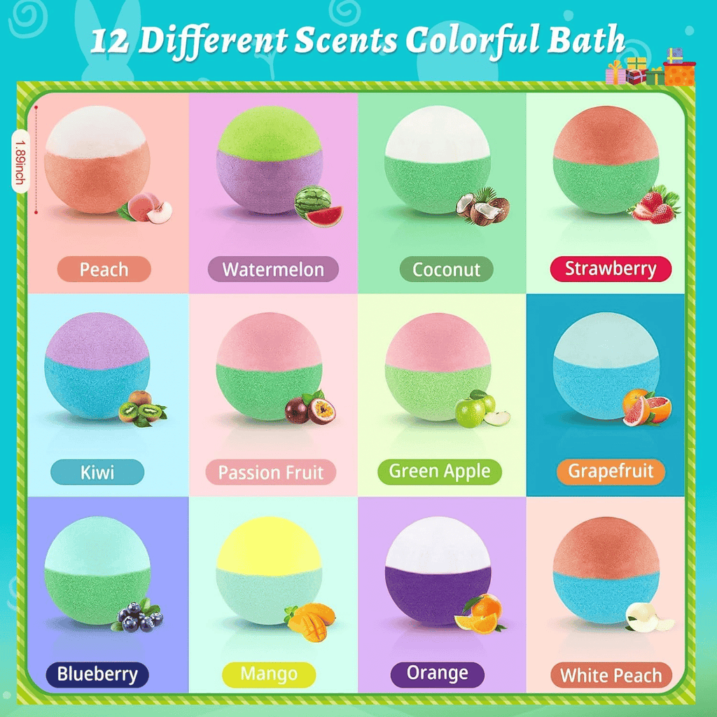 HOT SALE🔥🛁 Natural Bath Bombs for Kids with Mega Bubbles & Surprise Inside 🥚✨12 pcs[1 Box]