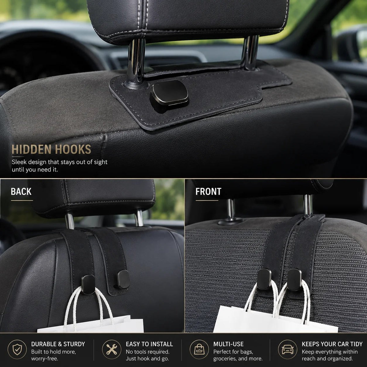 2‐Pack Car Purse Hook, Purse Hook for Car Seats Headrest, Car Seat Hooks 🚗