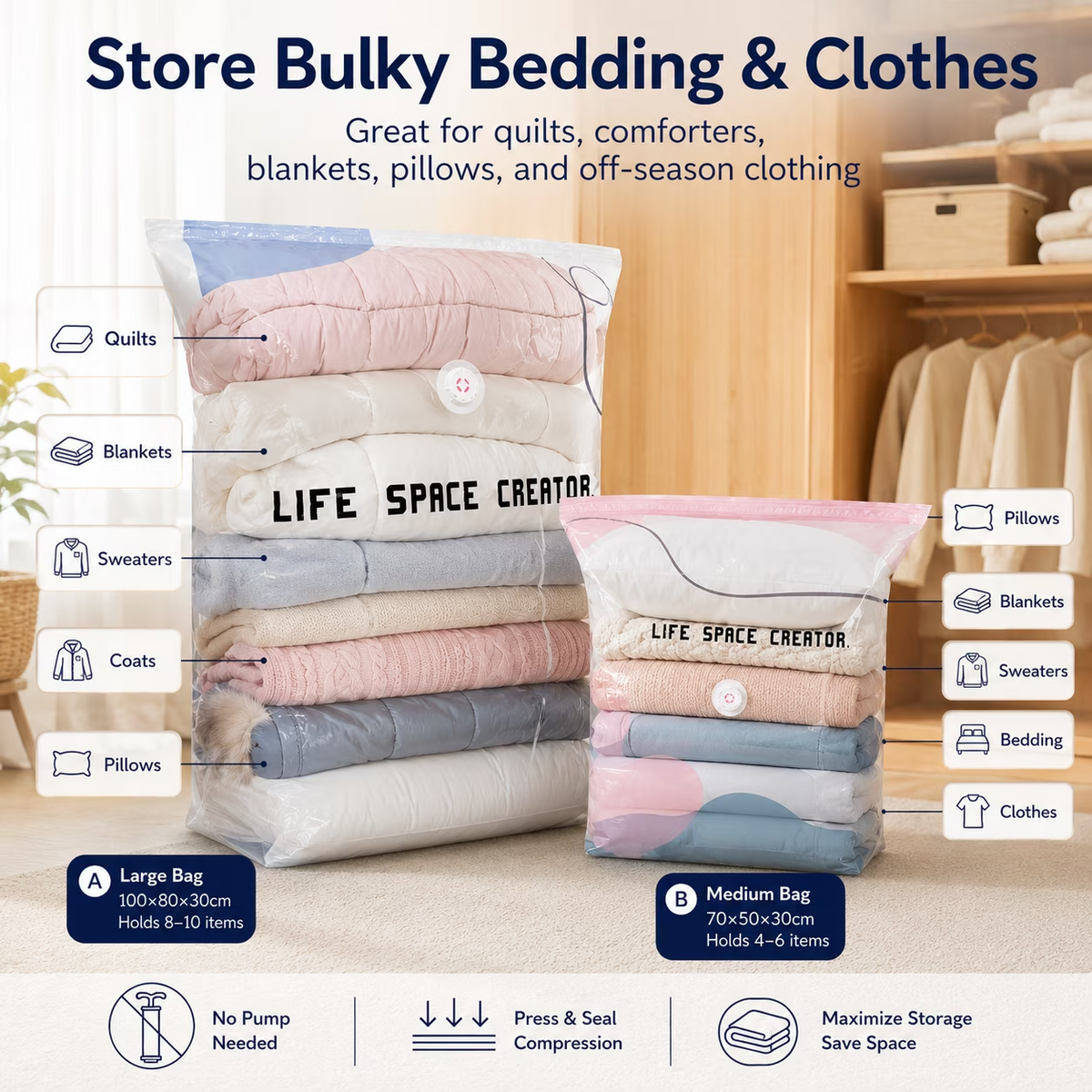 🔥No-Pump Vacuum Storage Bags