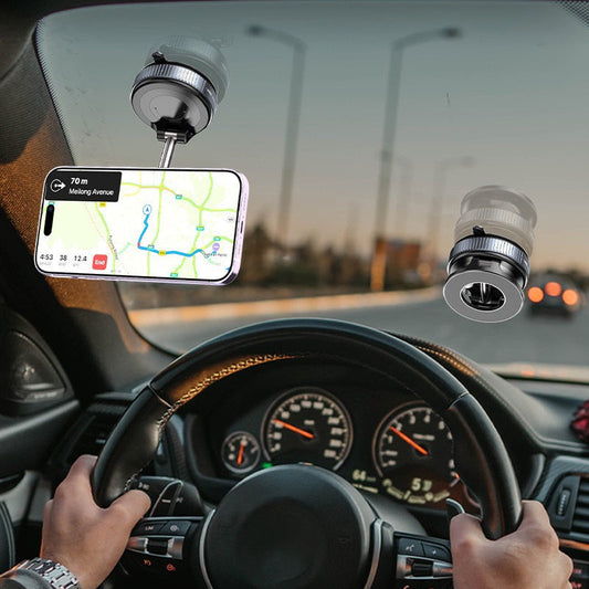 🚙360° Rotatable Vacuum Magnetic Phone Holder, Foldable and Retractable Suction Cup Car Phone Mount