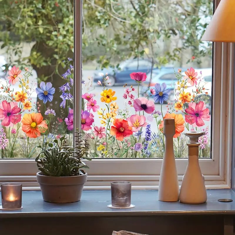 💐Colorful Floral Bouquet Window Sticker🖼️