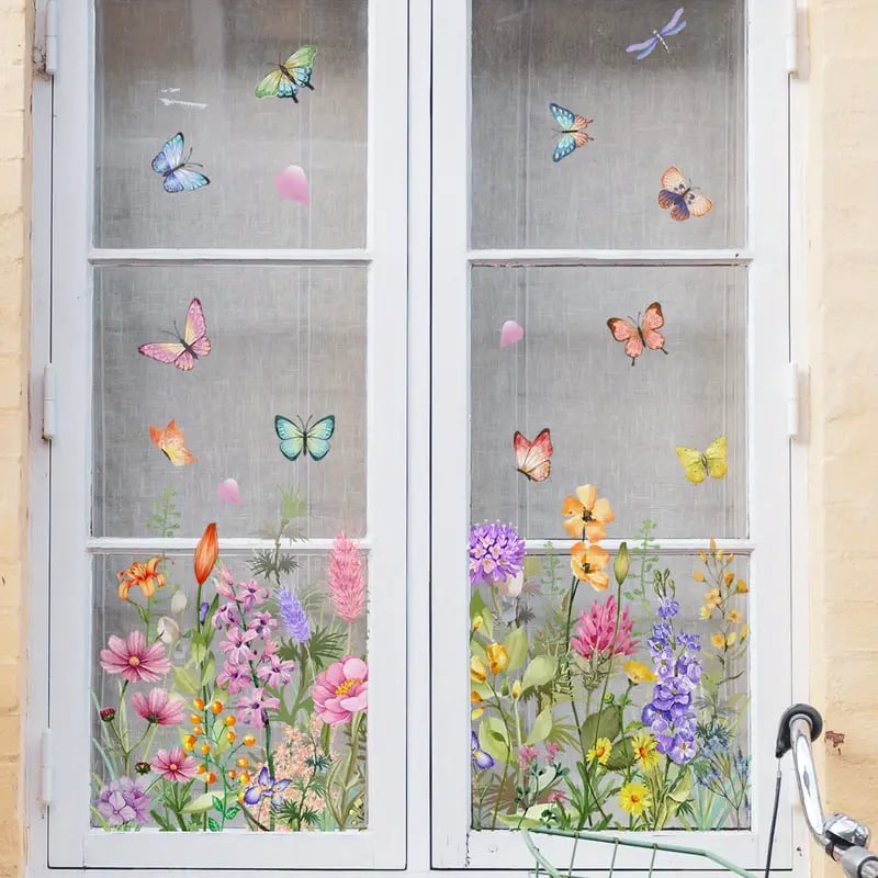 💐Colorful Floral Bouquet Window Sticker🖼️