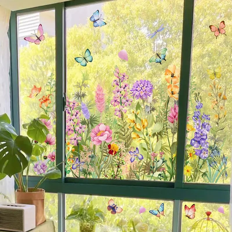 💐Colorful Floral Bouquet Window Sticker🖼️