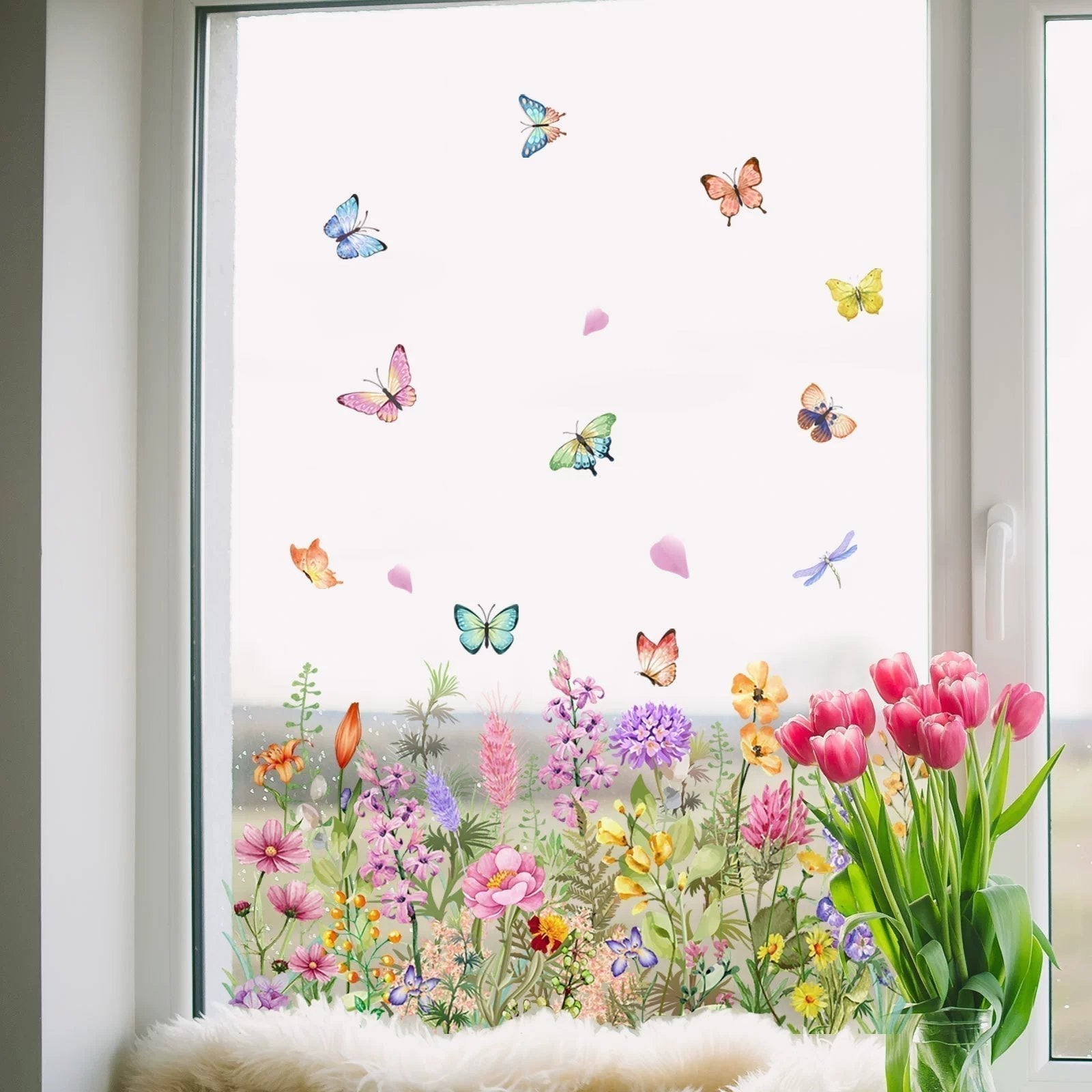 💐Colorful Floral Bouquet Window Sticker🖼️