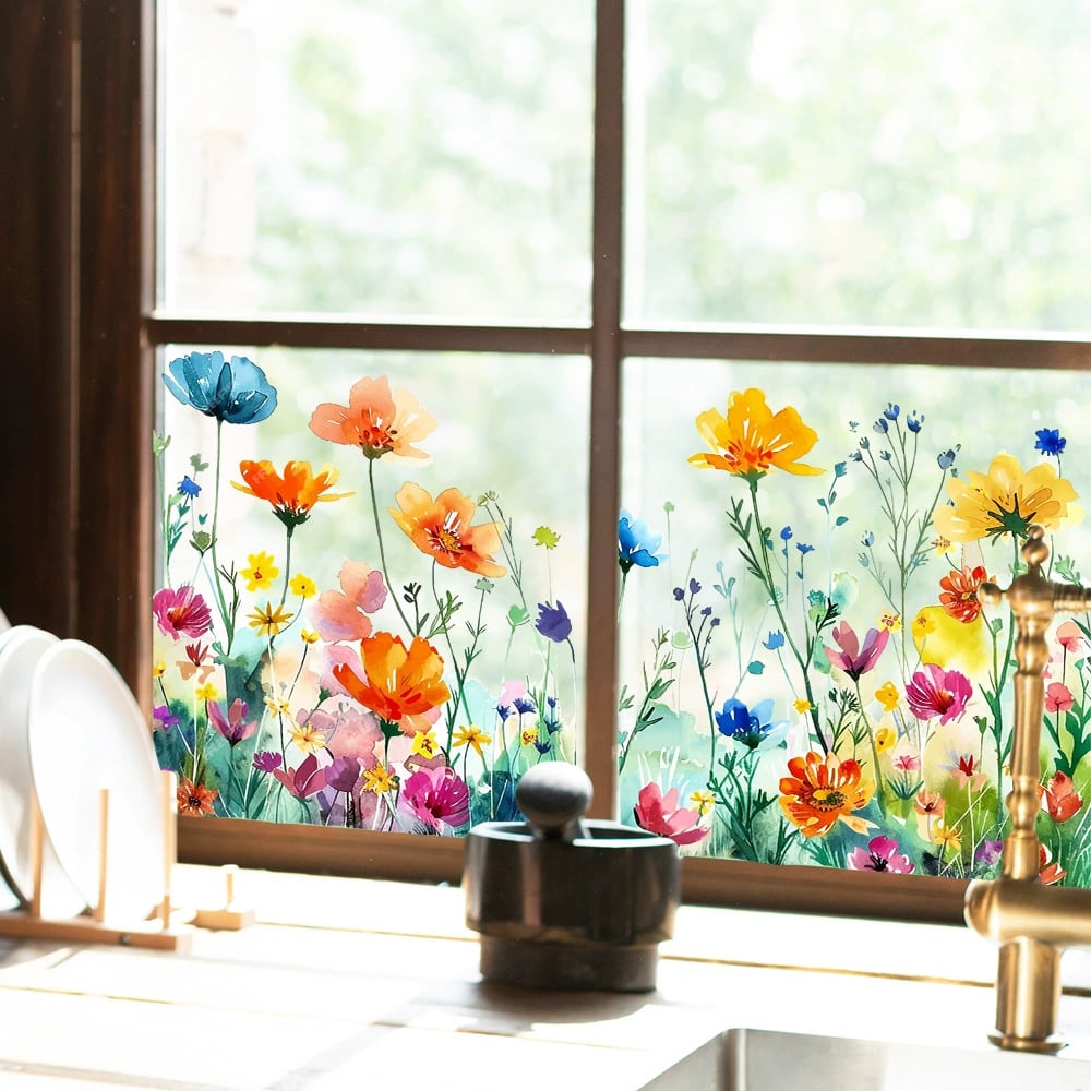 💐Colorful Floral Bouquet Window Sticker🖼️